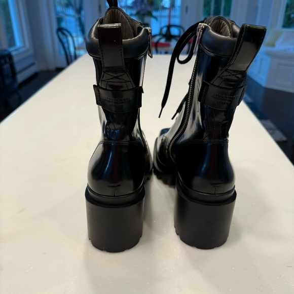ALLSAINTS INDIGO Lace Up High Heel Combat Boots BLACK PATENT LEATHER US 8 EU 38 - Picture 9 of 15